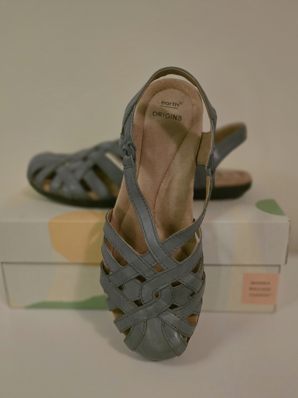 Earth Origins Women’s Moroccan Blue Leather Woven Slingback Sandals